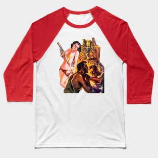 Sexy Girl Mystery Adventure Men Fighting Machinery Retro Vintage Comic Baseball T-Shirt